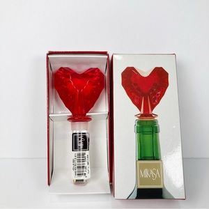 Mikasa Venus Red Lead Crystal Heart Bottle Stopper NEW